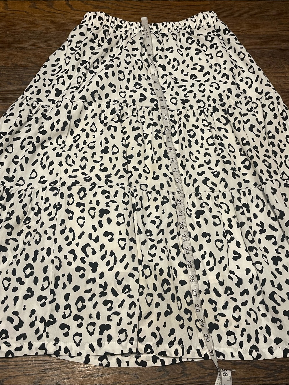 Black & White Dalmatian  casual chic Print Tiered Midi Skirt size M - Picture 12 of 14